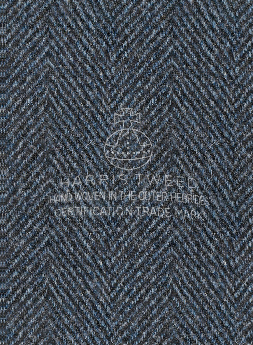 Harris Tweed Wide Herringbone Blue Pants - Image 3