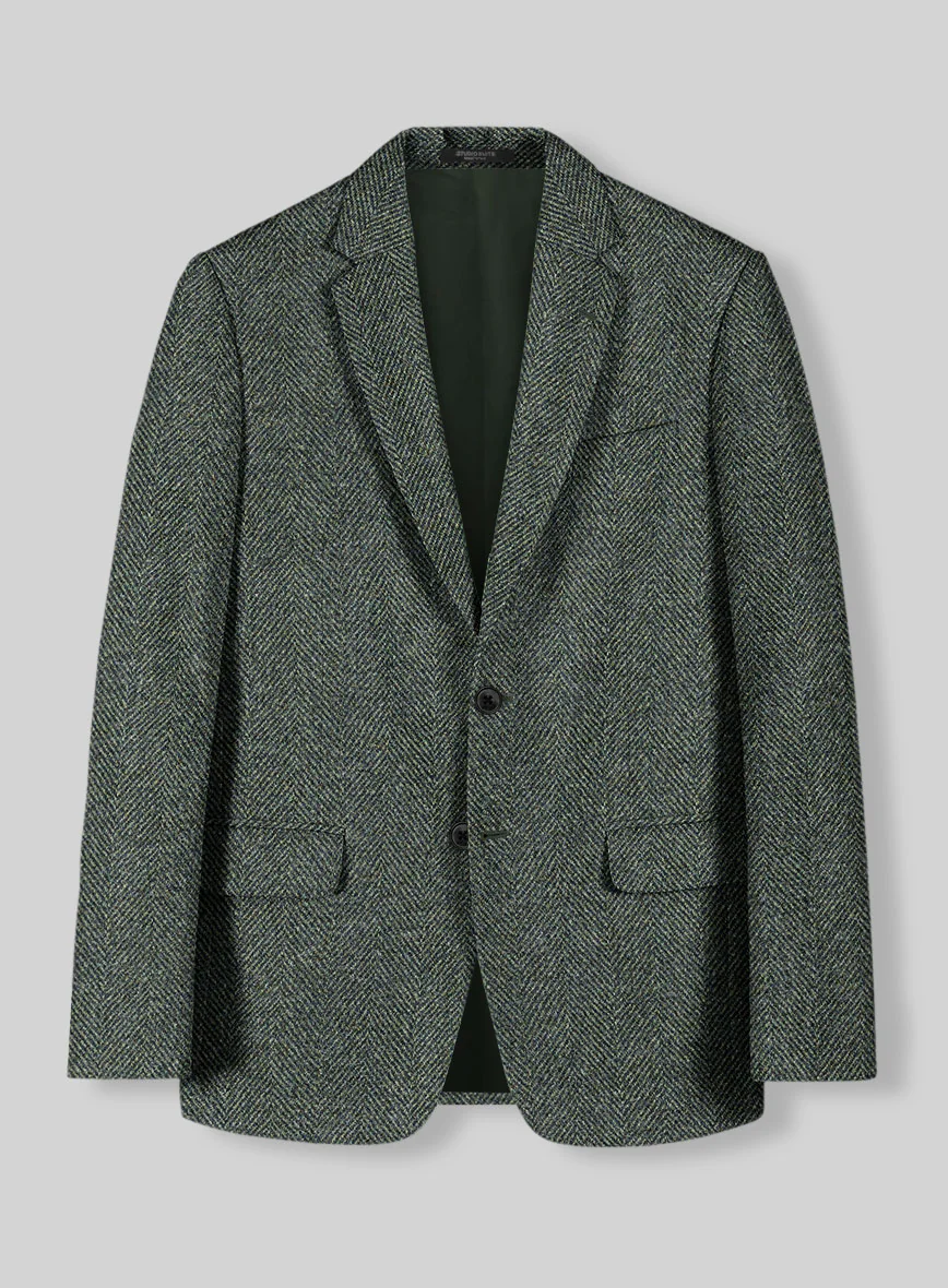 Harris Tweed Wide Herringbone Green Jacket