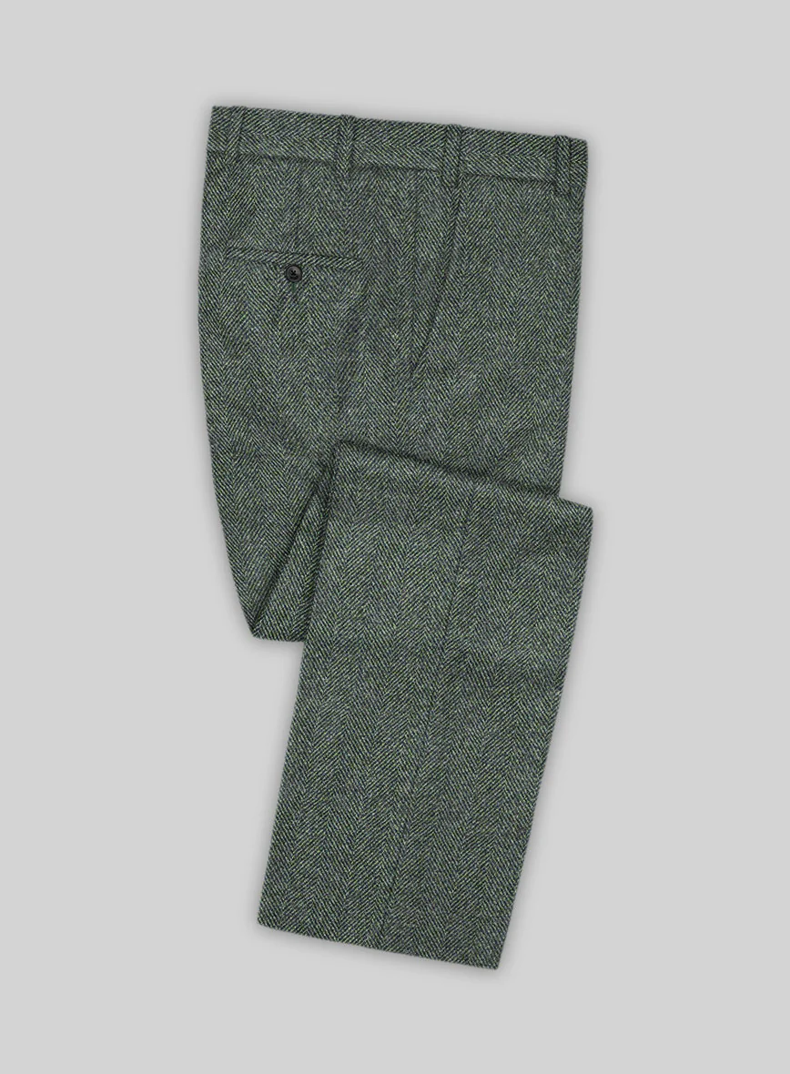 Harris Tweed Wide Herringbone Green Double Breasted Suit - Image 3