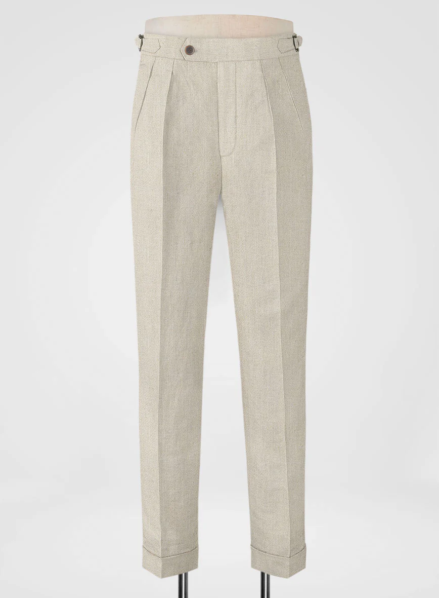 Heavy Linen Beige Highland Trousers