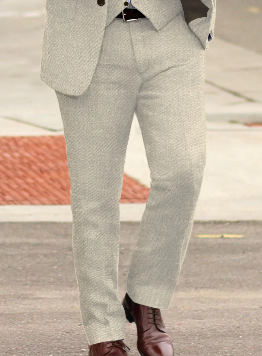 Heavy Linen Beige Pants - Image 2