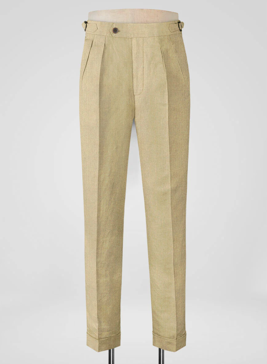 Heavy Linen Khaki Highland Trousers