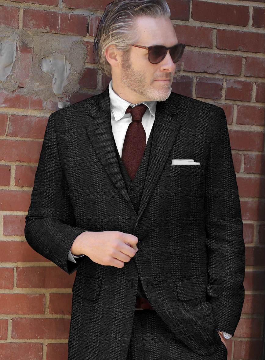 Highlander Black Tartan Tweed Suit - Image 4