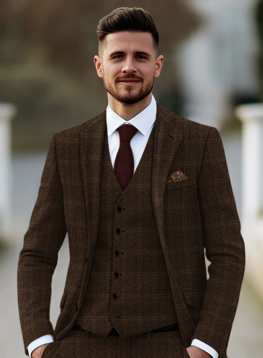 Highlander Brown Windowpane Tweed Suit - Image 4