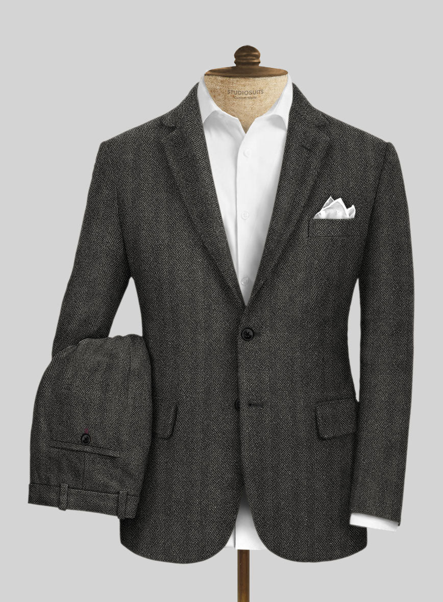 Highlander Charcoal Herringbone Tweed Suit
