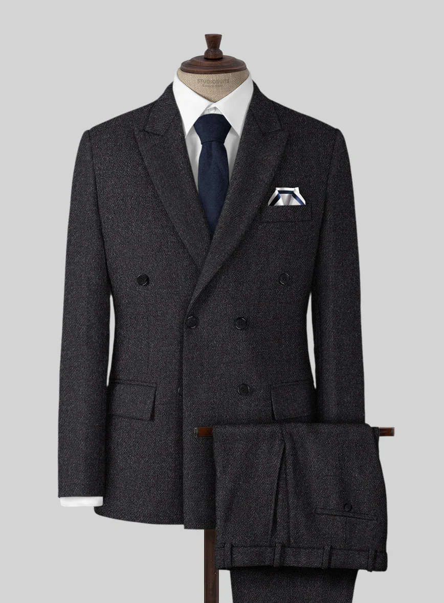 Highlander Charcoal Tweed Double Breasted Suit
