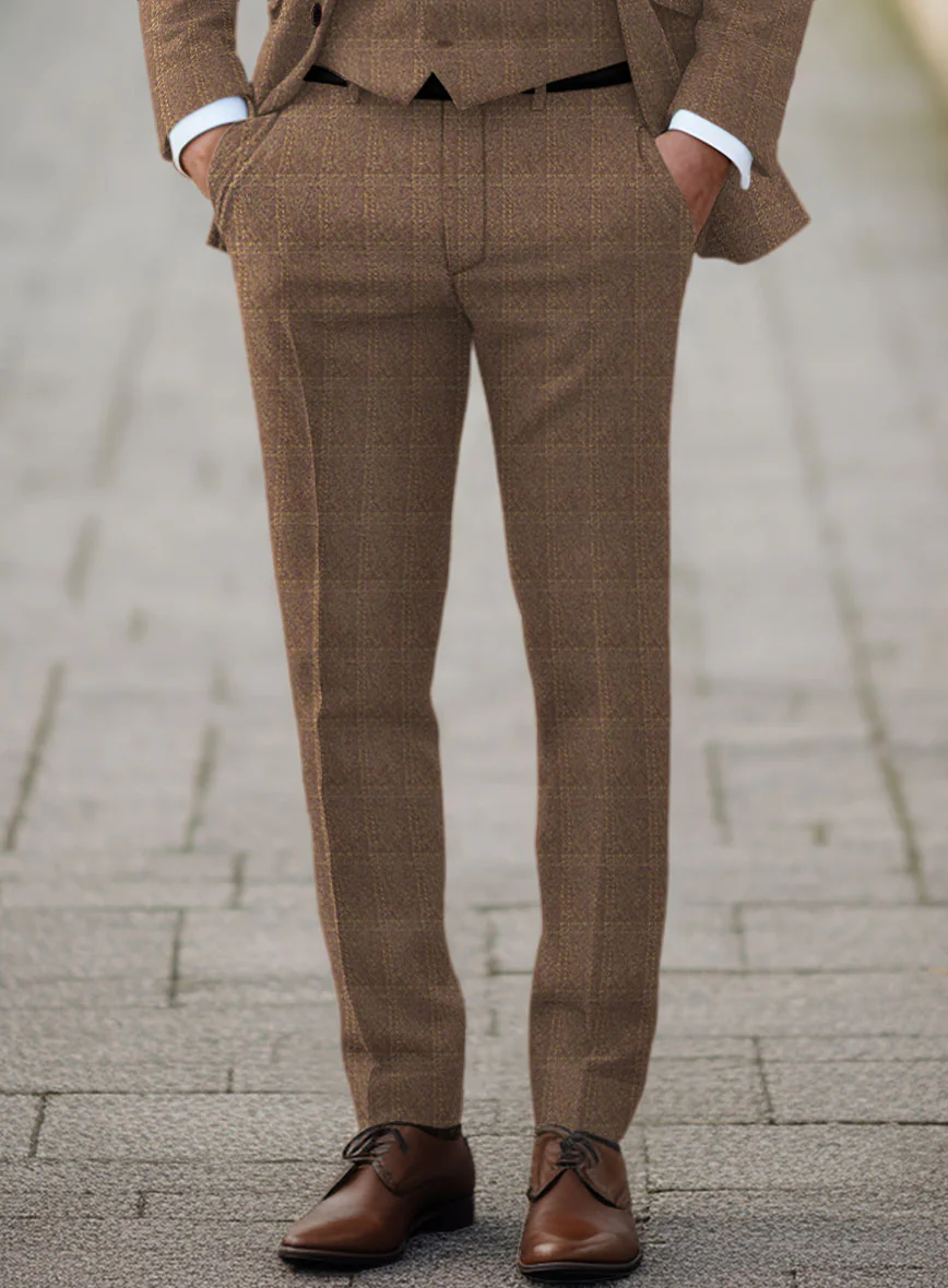Highlander Dark Beige Windowpane Tweed Pants - Image 2