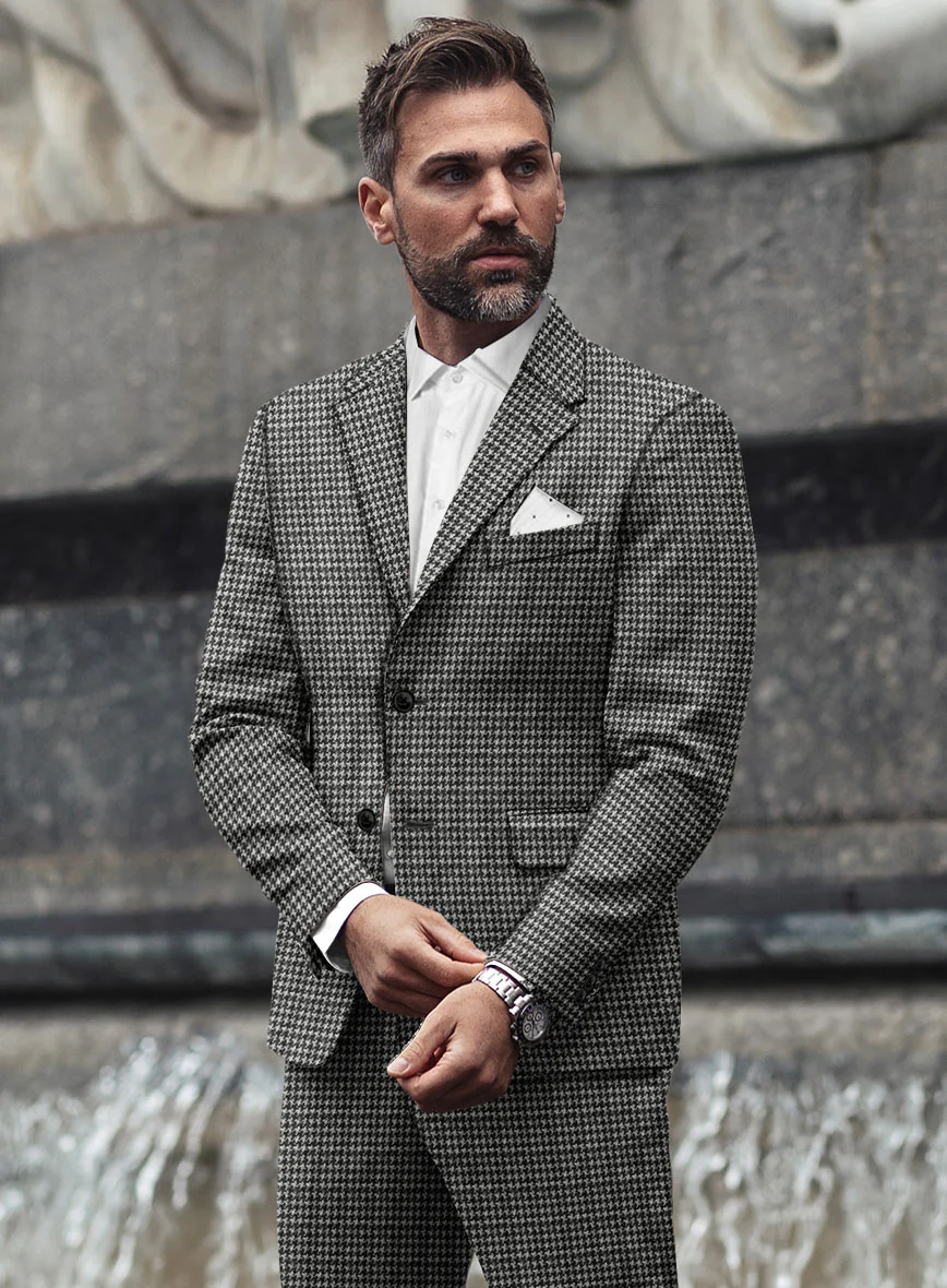 Highlander Heavy Black Houndstooth Tweed Jacket - Image 2