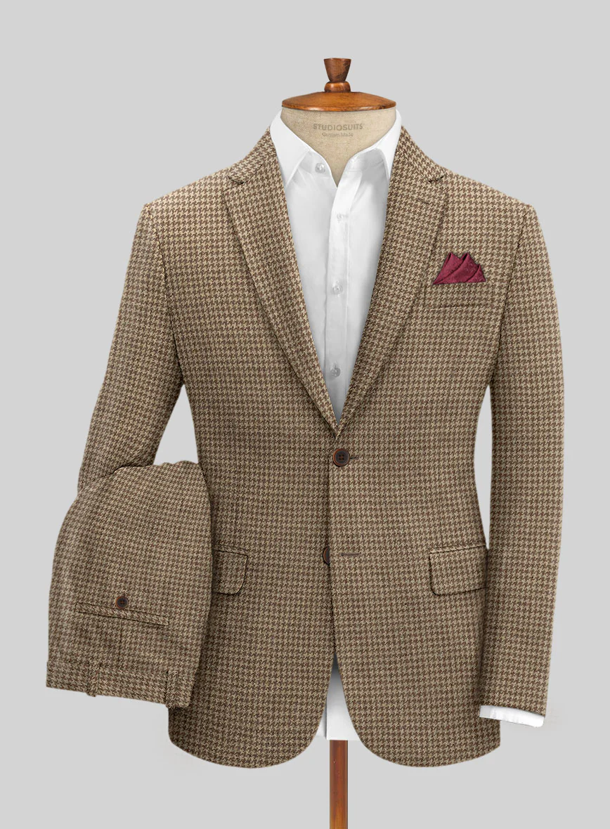 Highlander Heavy Dark Brown Houndstooth Tweed Suit