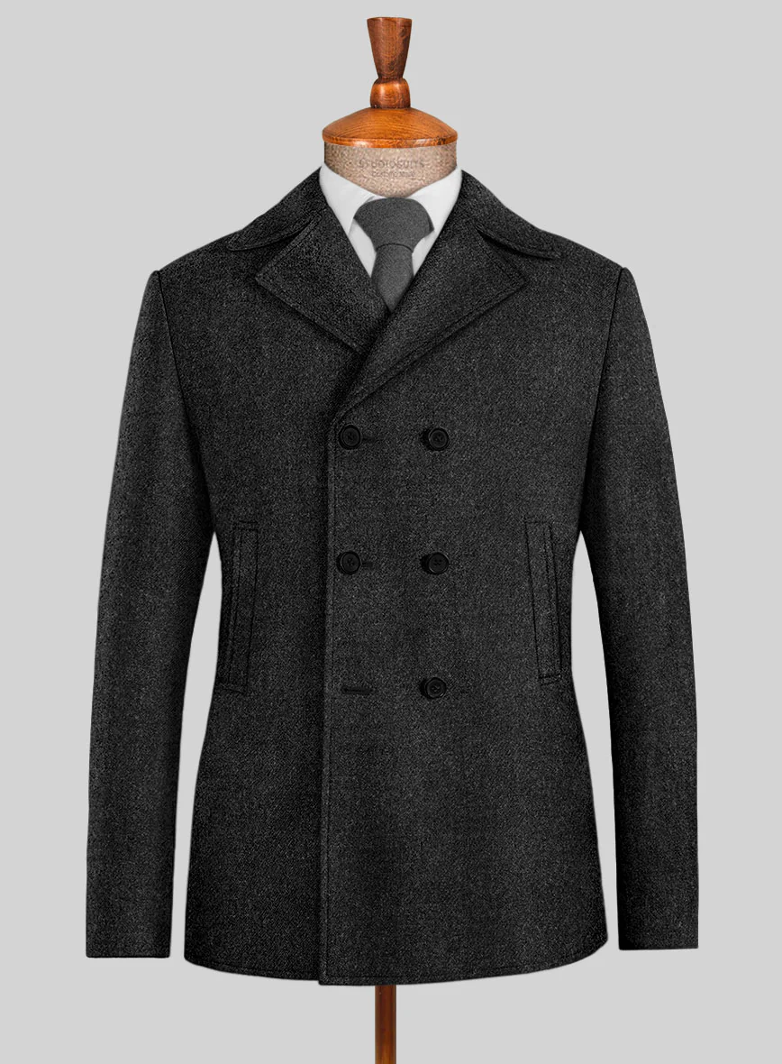 Highlander Heavy Heritage Charcoal Tweed Pea Coat