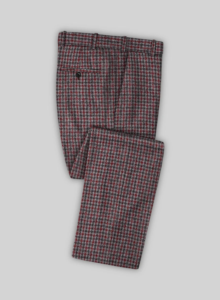 Highlander Heavy Maroon Houndstooth Tweed Double Breasted Suit - Image 3