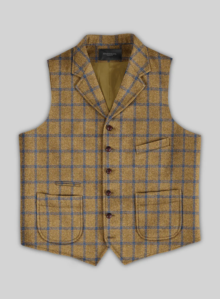 Highlander Heavy Mustard Check Tweed Hunting Vest