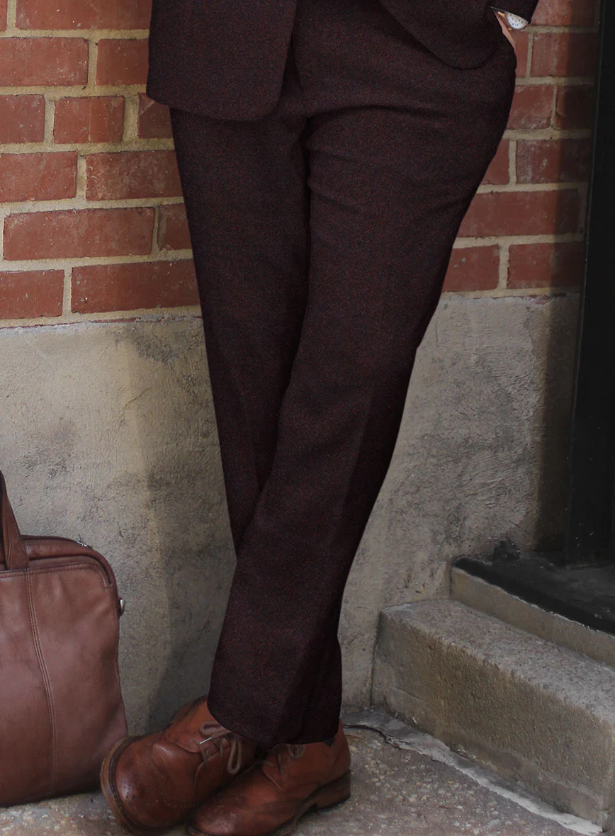 Highlander Heavy Wine Herringbone Tweed Pants - Image 2