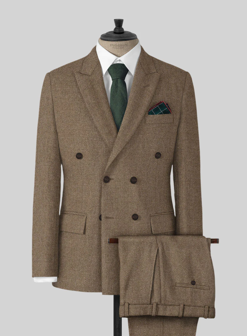 Highlander Light Tobacco Tweed Double Breasted Suit