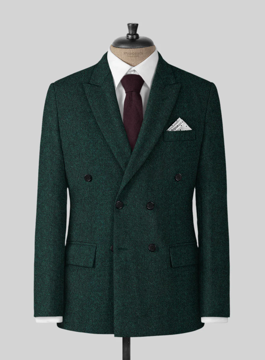 Highlander Melange Green Tweed Double Breasted Jacket