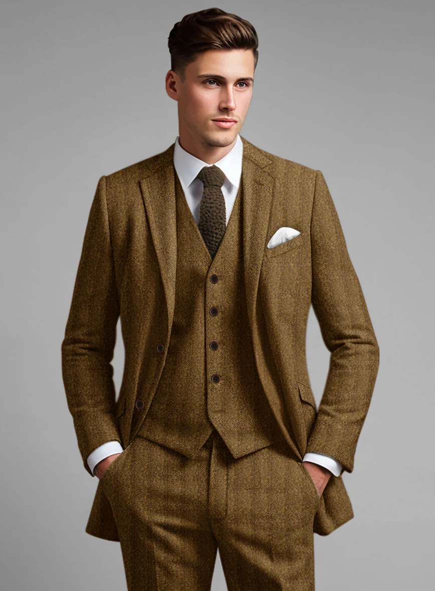 Highlander Tan Herringbone Tweed Suit - Image 4
