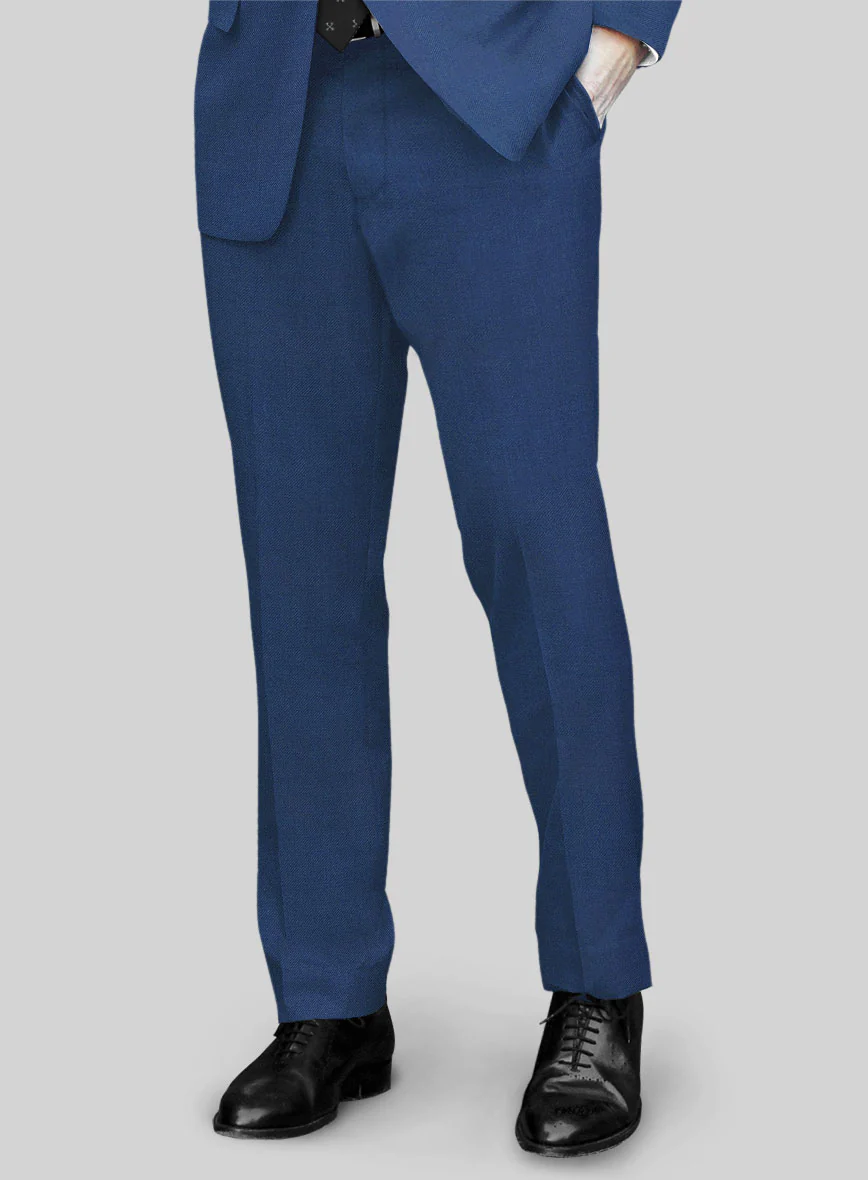 Huddersfield Stretch Artic Blue Wool Pants - Image 2