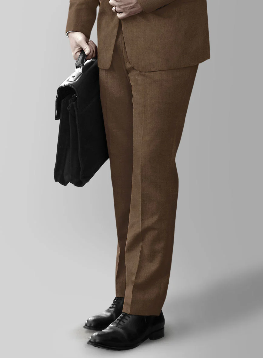 Huddersfield Stretch Brown Wool Pants - Image 2