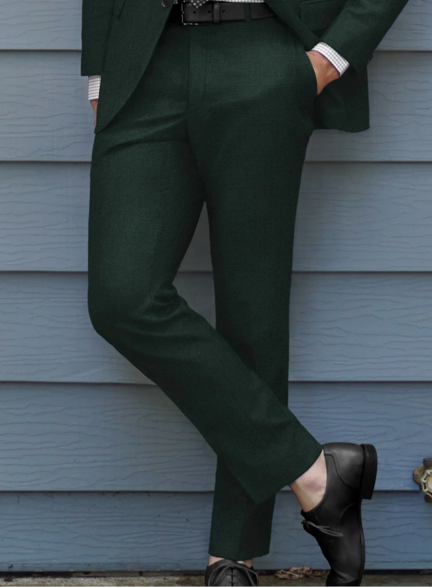 Huddersfield Stretch Emerald Green Wool Pants - Image 2