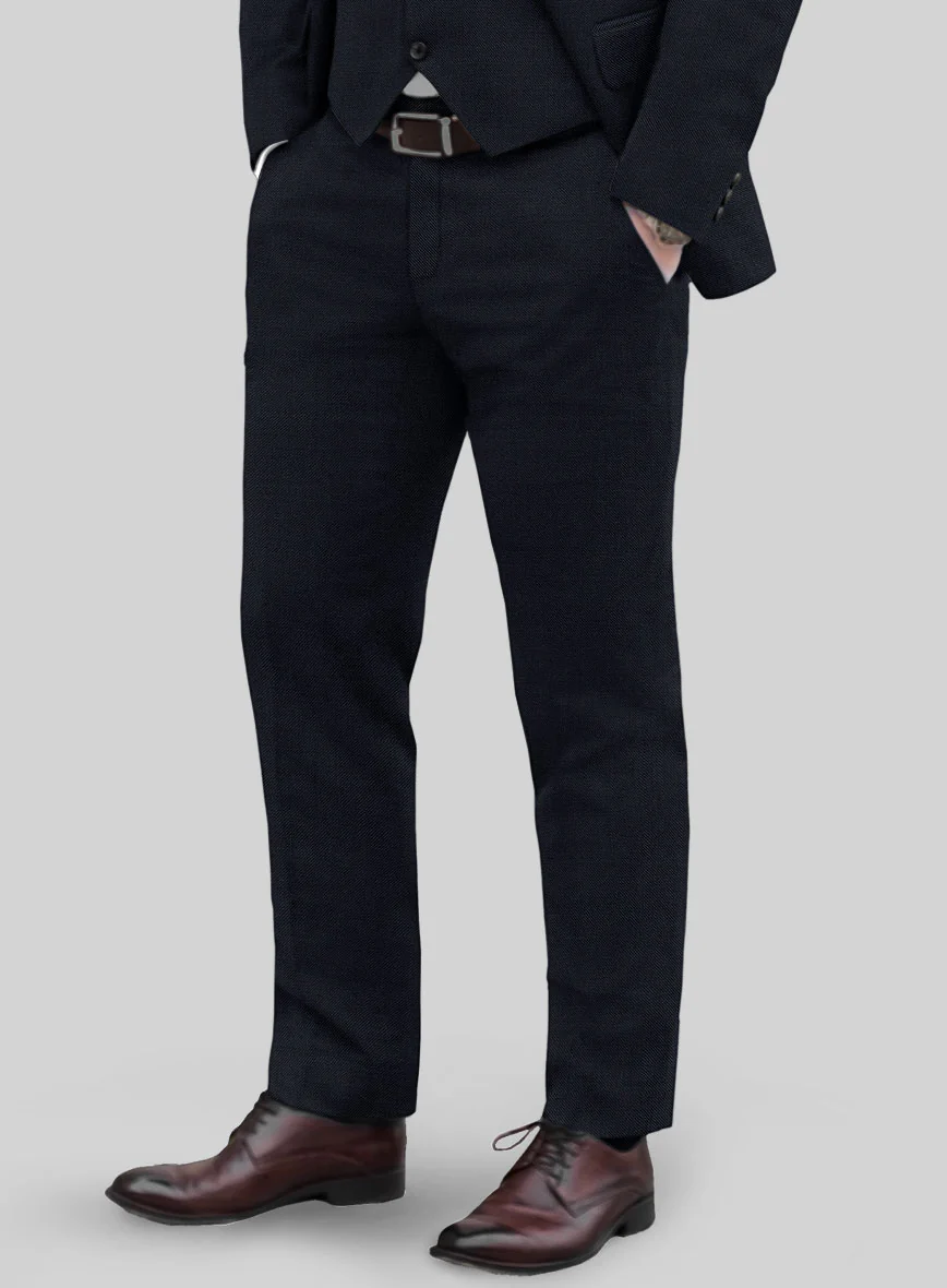 Huddersfield Stretch Navy Blue Wool Pants - Image 2
