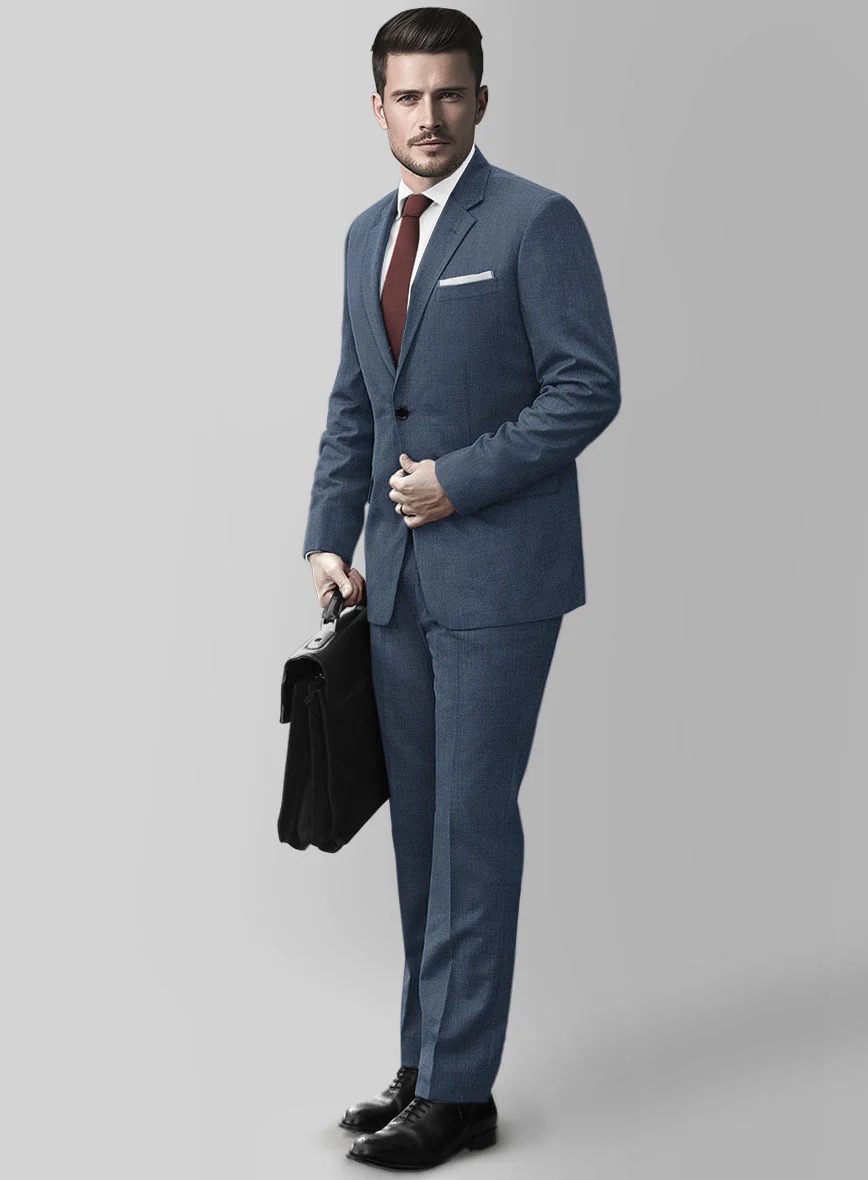 Huddersfield Stretch Slate Blue Wool Suit - Image 2