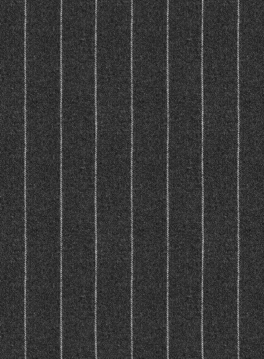 Italian Afito Dark Gray Chalkstripe Flannel Jacket - Image 3