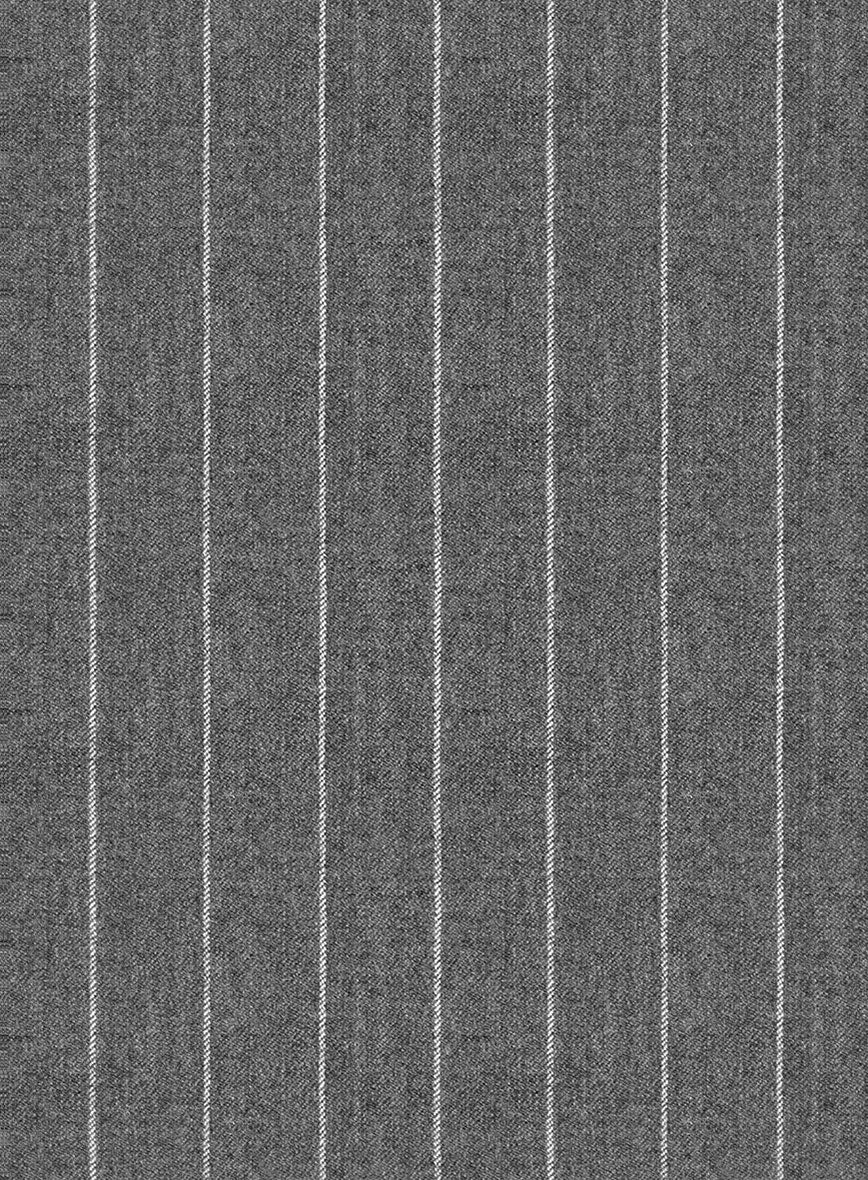 Italian Afito Gray Chalkstripe Flannel Jacket - Image 3