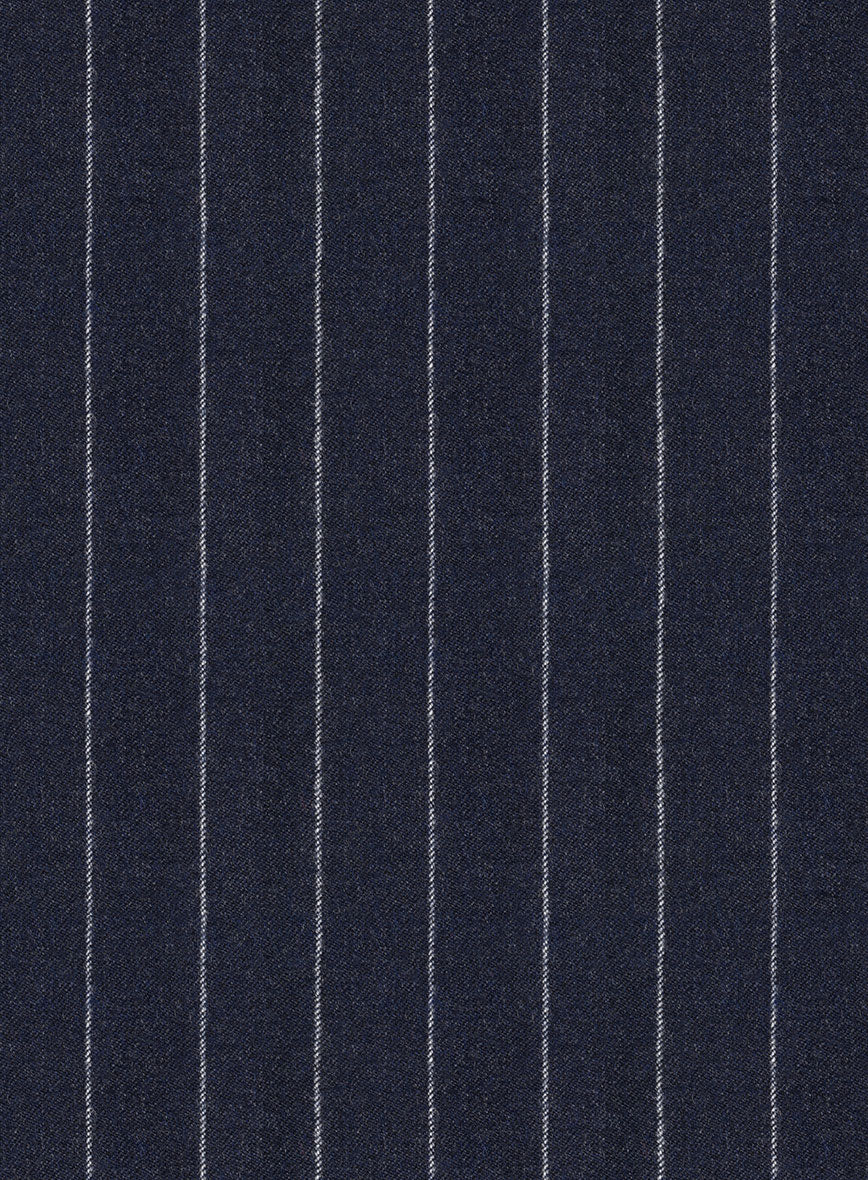 Italian Afito Indigo Blue Chalkstripe Flannel Suit - Image 7