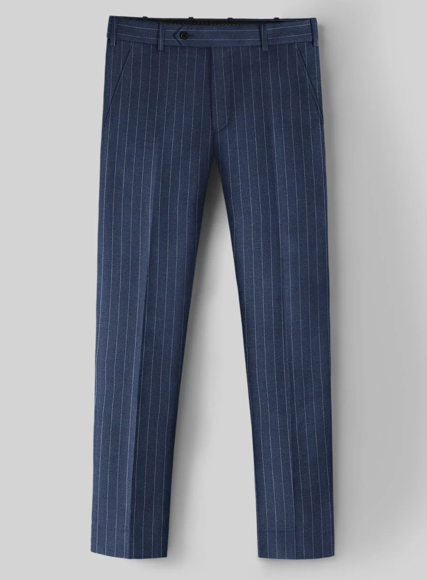 Italian Afito Royal Blue Chalkstripe Flannel Suit - Image 5