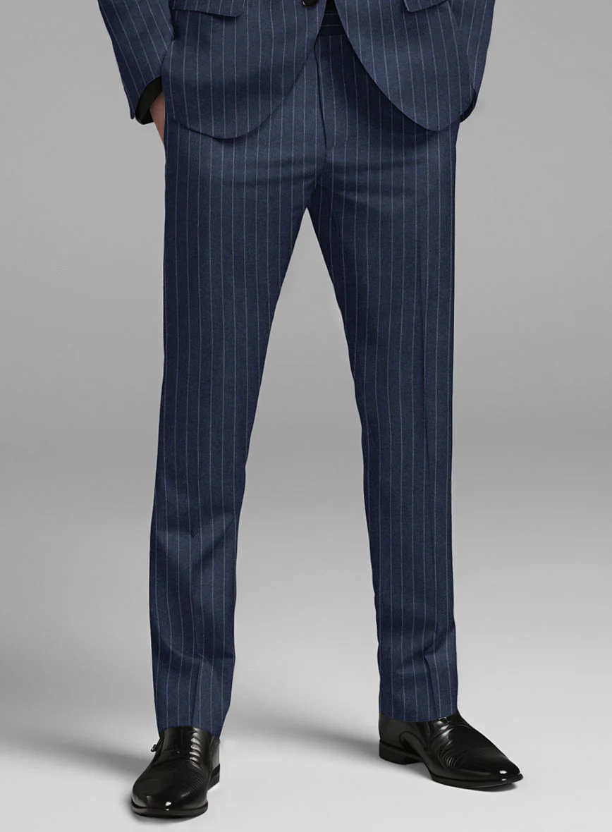 Italian Afito Royal Blue Chalkstripe Flannel Suit - Image 6