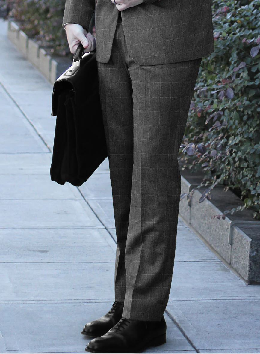 Italian Balca Gray Windowpane Flannel Suit - Image 4