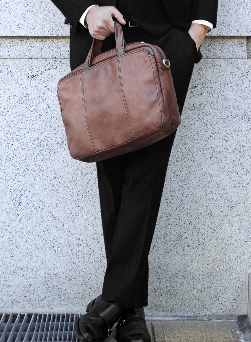 Italian Black Herringbone Flannel Pants - Image 2