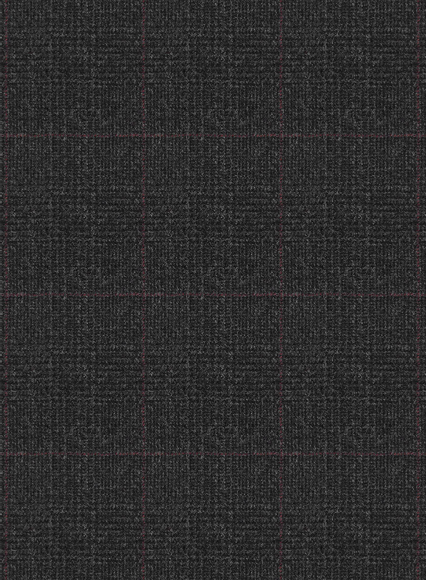 Italian Burta Charcoal Glen Flannel Pants - Image 3