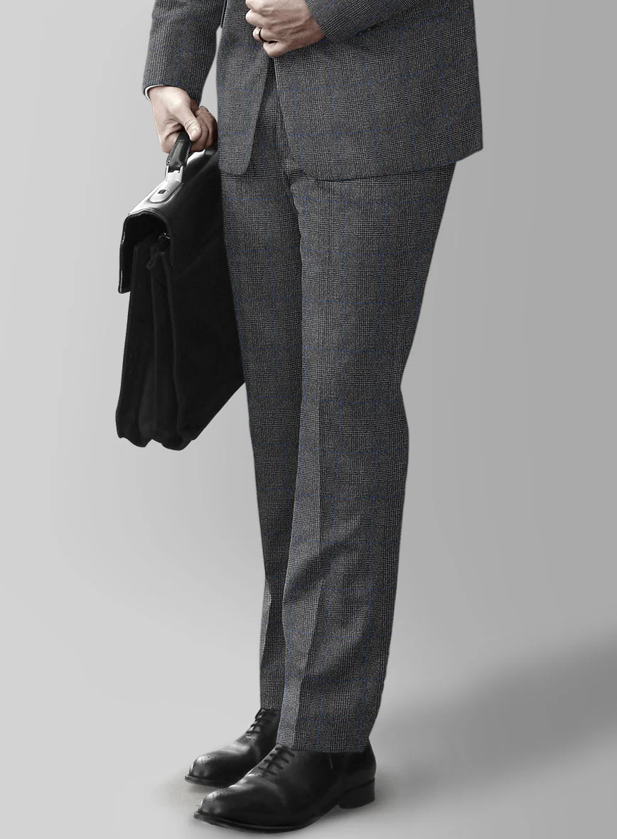 Italian Burta Dark Gray Glen Flannel Suit - Image 5