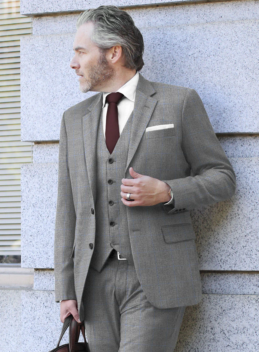 Italian Burta Gray Glen Flannel Suit - Image 4