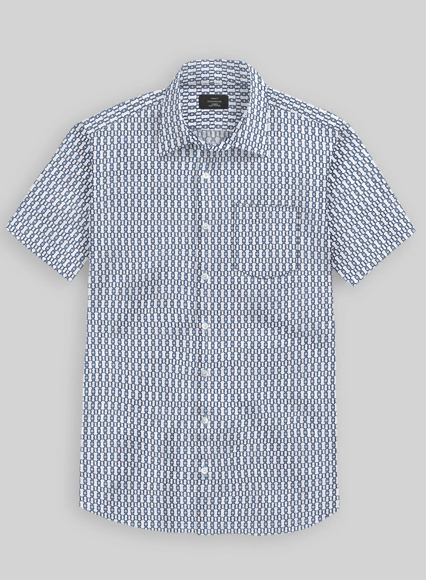 Italian Catena Blue Summer Linen Shirt
