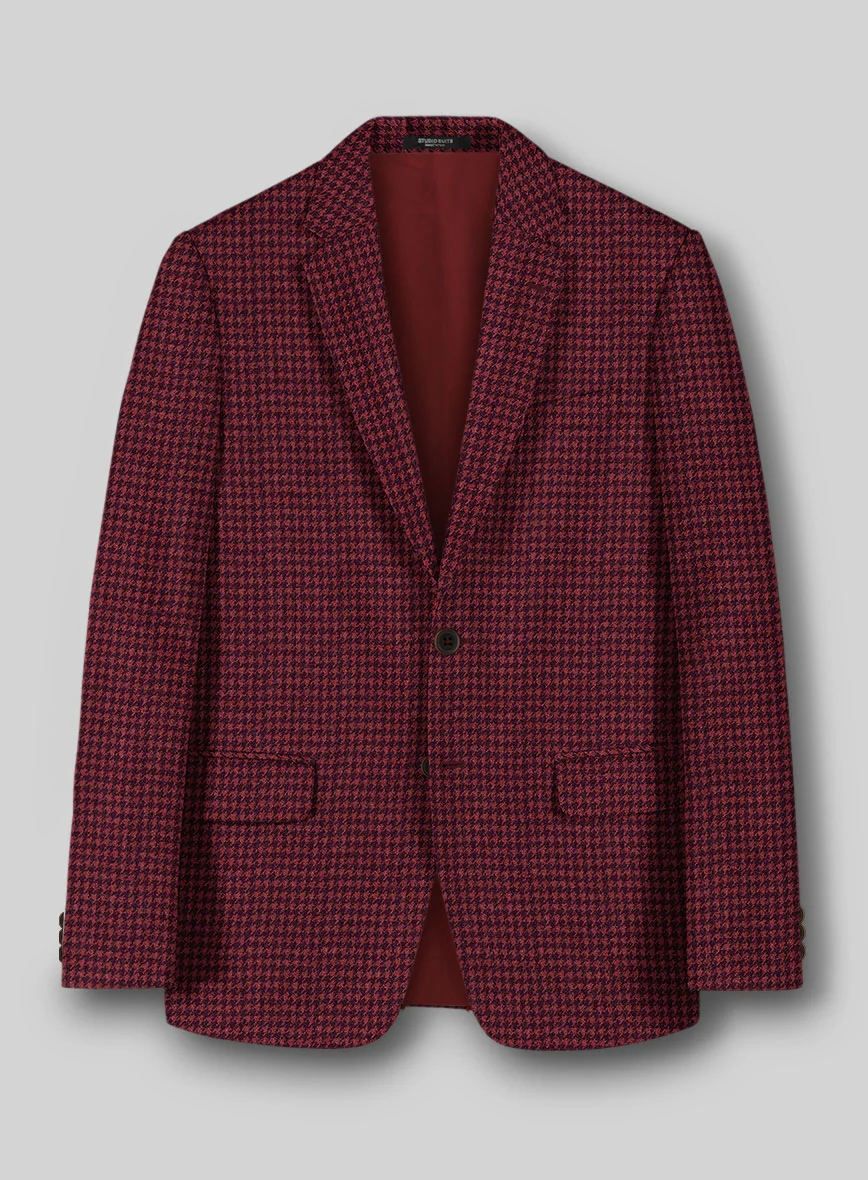 Italian Cerise Houndstooth Tweed Jacket