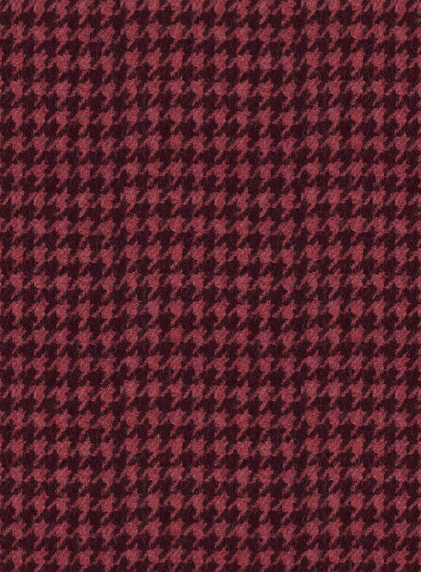 Italian Cerise Houndstooth Tweed Jacket - Image 4