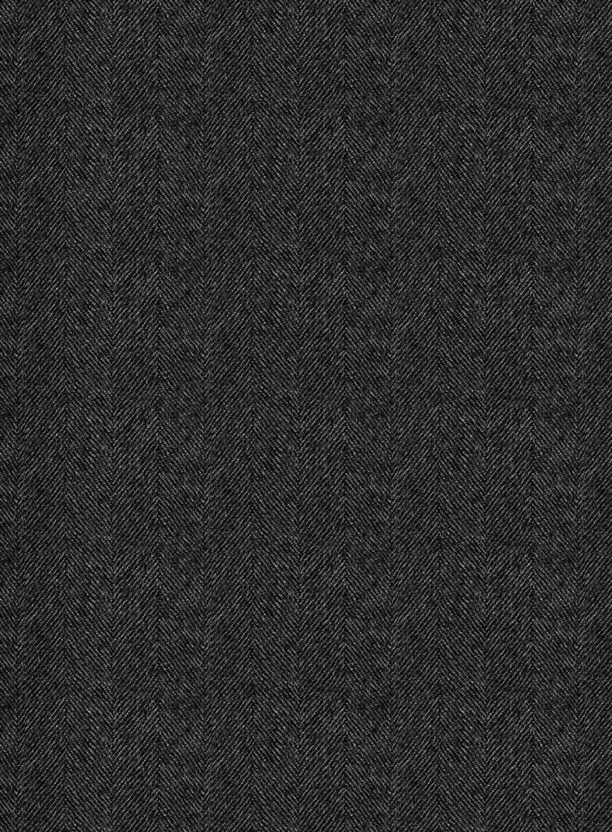 Italian Charcoal Herringbone Flannel Pants - Image 3