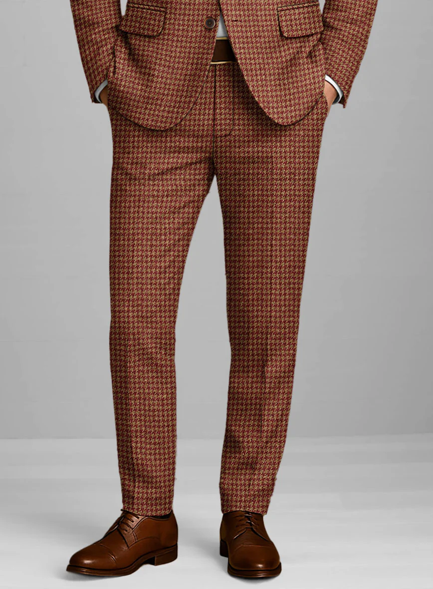 Italian Chestnut Red Houndstooth Tweed Suit - Image 7