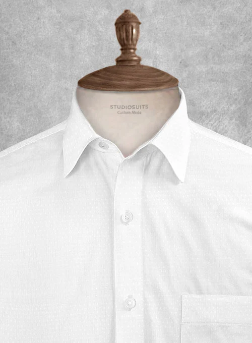 Italian Cotton Dobby Paolu White Shirt - Image 2