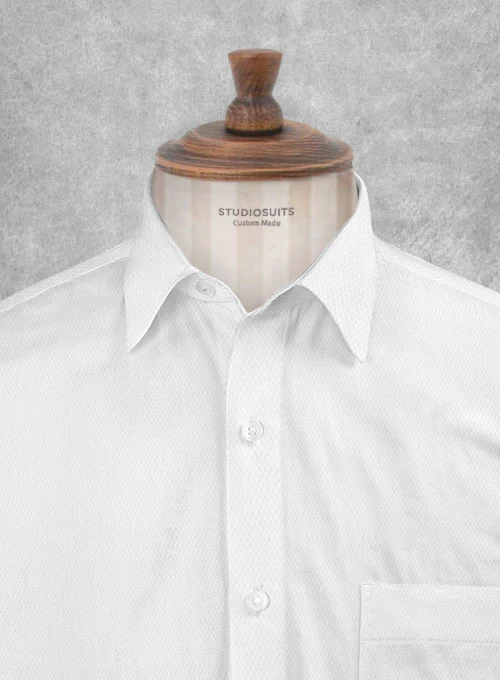 Italian Cotton Dobby Roceta White Shirt - Image 2