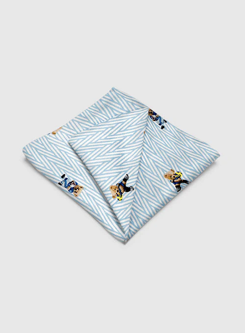 Italian Cotton Pocket Square - Sporty Bear - Image 2