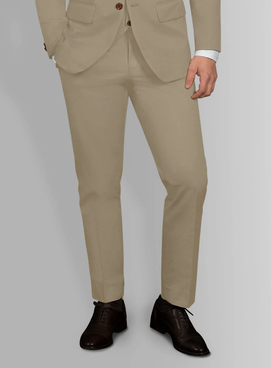 Italian Dark Beige Cotton Stretch Suit - Image 4