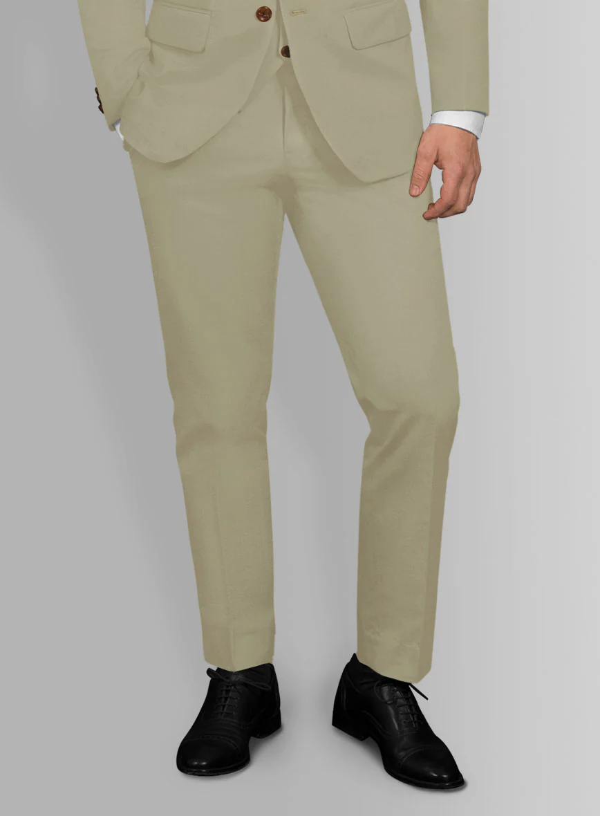 Italian Dark Tan Cotton Stretch Pants - Image 2