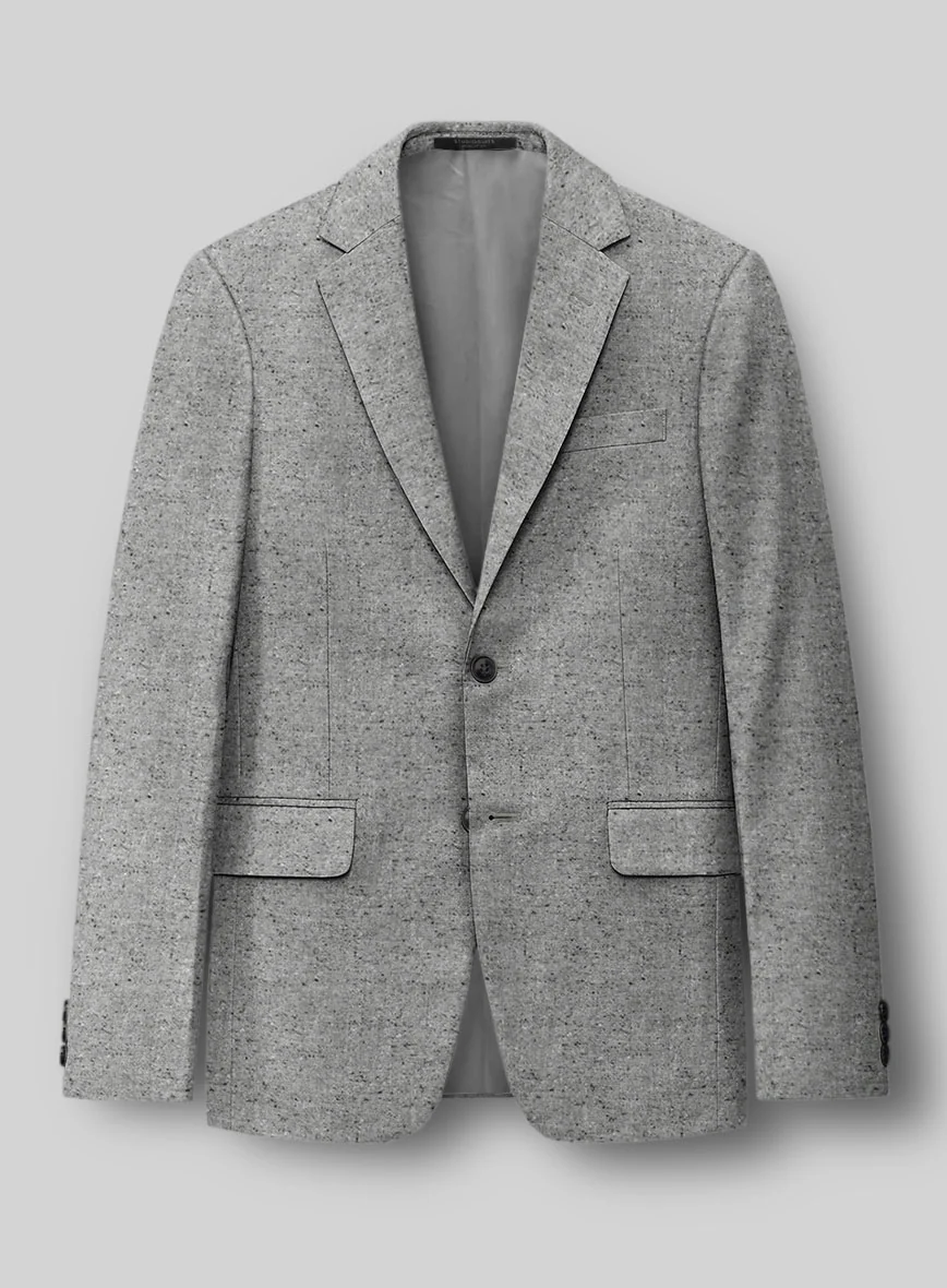Italian Donegal Light Gray Wool Jacket