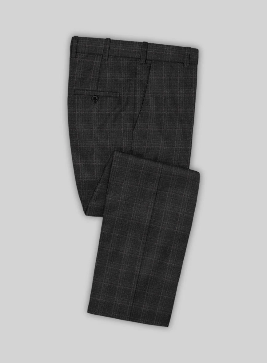 Italian Ecar Black Checks Flannel Pants