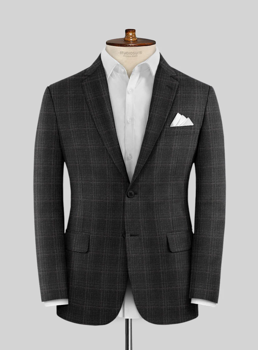 Italian Ecar Black Checks Flannel Suit - Image 3