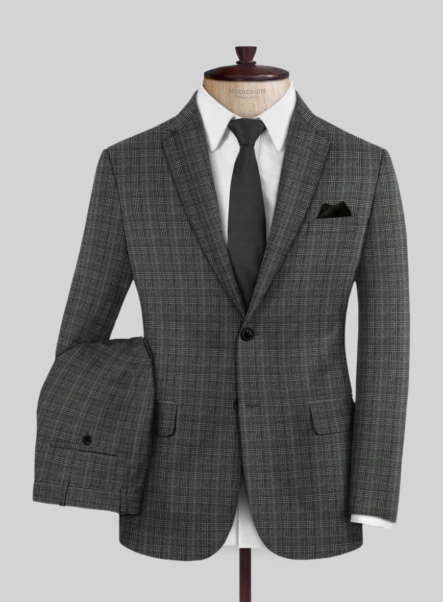 Italian Flick Gray Checks Flannel Suit