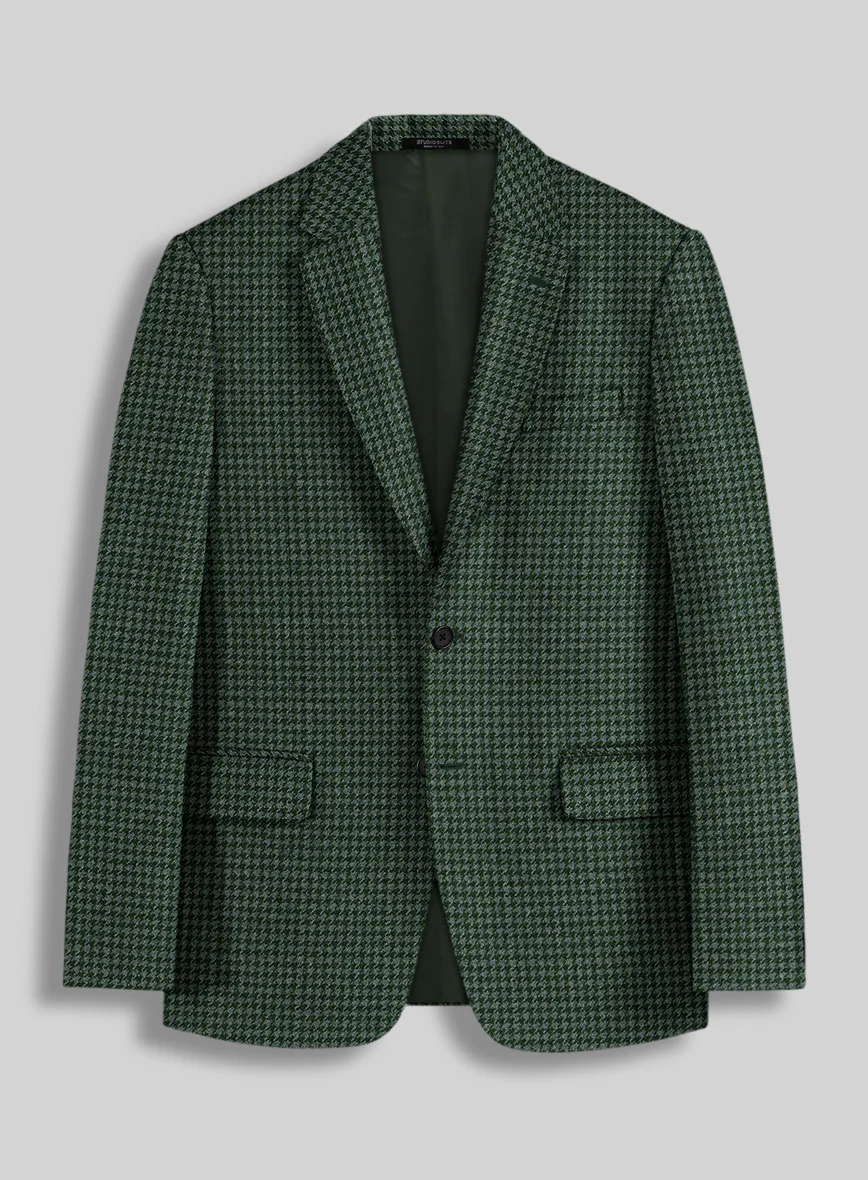 Italian Forest Green Houndstooth Tweed Jacket